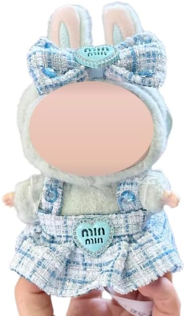 Luxury Doll Clothes & Accessories Set – Fits 6.7″ (17 cm) Blind Box Figures – Includes Dress & Hair Band (Blue)