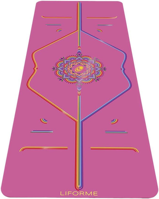Liforme Travel Yoga mat – Patented Alignment System, Warrior-Like Grip, Non-Slip, Eco-Friendly, Ultra-Lightweight and Sweat Resistant, Made with Natural Rubber