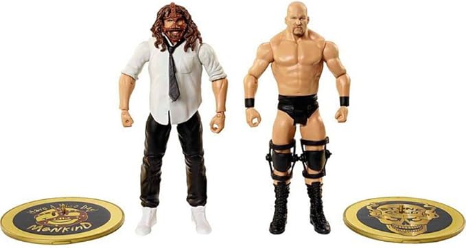 WWE MATTEL Stone Cold Steve Austin vs Mankind Championship Showdown 2 Pack 6 in Action Figures High Flyers Battle Pack for Ages 6 Years Old and Up