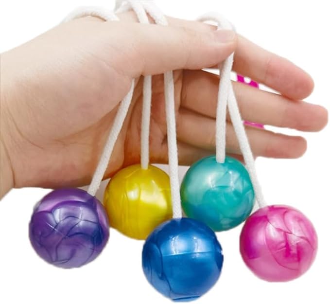 3 Pairs Clacker Ball,Ladder Balls, Toss Game Balls, Children's and Adults' Pressure reducing Balls,Used for Training Balance Ability, Concentration (Randomly Send 3 Colors)