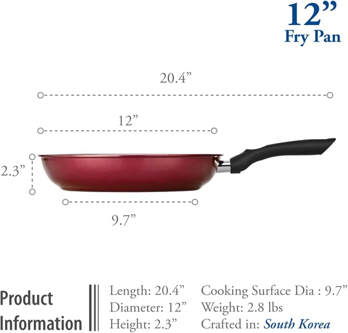 TeChef - Color Pan 12" Frying Pan, Coated with New Safe Teflon Select - Color Collection/Non-Stick Coating (PFOA Free) / (Aubergine Purple)
