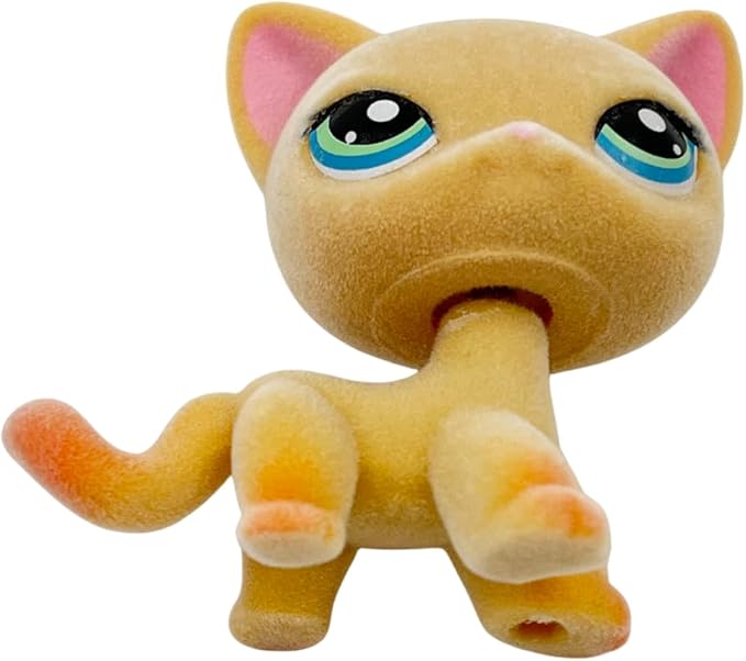 Custom Flocked Pet Shop Toy Fuzzy Animal Figure Short Hair Cat Kitty Kitten Deer OOAK (Orange #339)