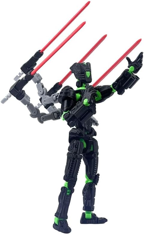 T13 Action Figure Set (Assembly Completed)，3D Printed Multi-Jointed, Desktop Decorations for Game Lovers Toys,5.5Inch (Black and Green)