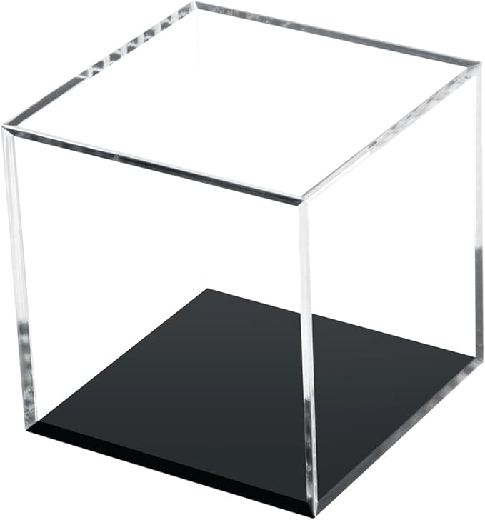 Clear Acrylic Boxes for Collectibles Display, Removable Countertop Storage Box Cube Organizer Stand Riser, Dustproof Protection Showcase for Crystals Minerals Slab Fossil Coral, 3x3x3Inch