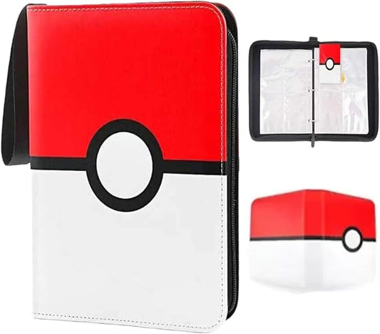 4-Pocket Trading Card Binder Holds 400 Cards - Includes 50 Removable Sleeves, Portable Zippered Card Album, Protective Game Card Storage Case for Collectors (4 pockets 400)
