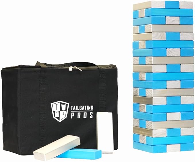 Tailgating Pros Premium Giant Toppling Timbers with Carrying Case – Choose Your Team Colors! Jumbo Outdoor Yard Game, Tower Grows to Over 5 Feet!