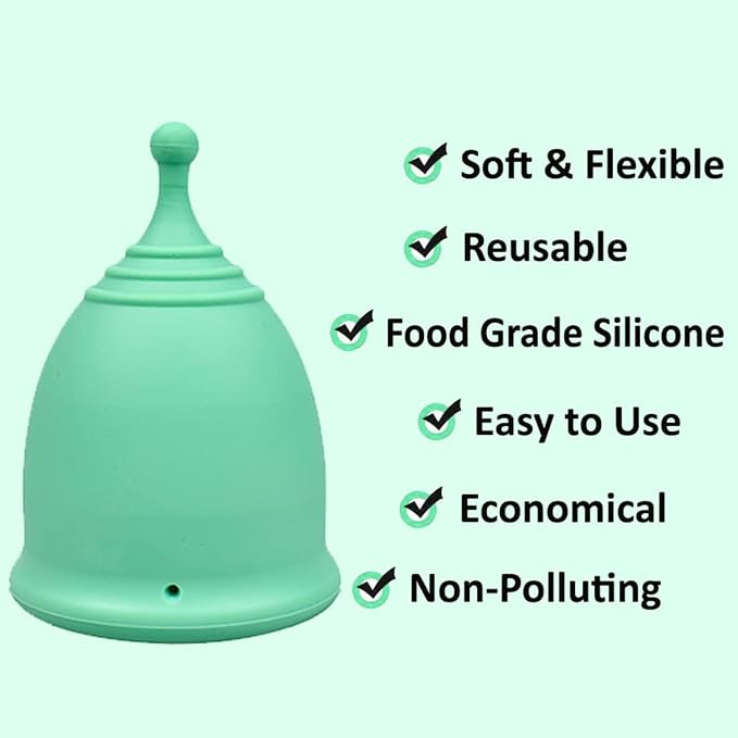 SHORDY Menstrual Cups - Small Reusable Period Cup for Teens & Women (Green) | Light flow, 100% medical grade silicone, 12 hr comfort, Disc & tampon alternative, Feminine care, Copa menstrual para mujer