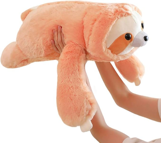 ELAINREN Cuddly Pink Sloth Stuffed Animals Pillow Ultra-Soft Three Toed Sloth Plush Cuddle Toy Lifelike Furry Sloth Plushie Doll Gifts/19.6''