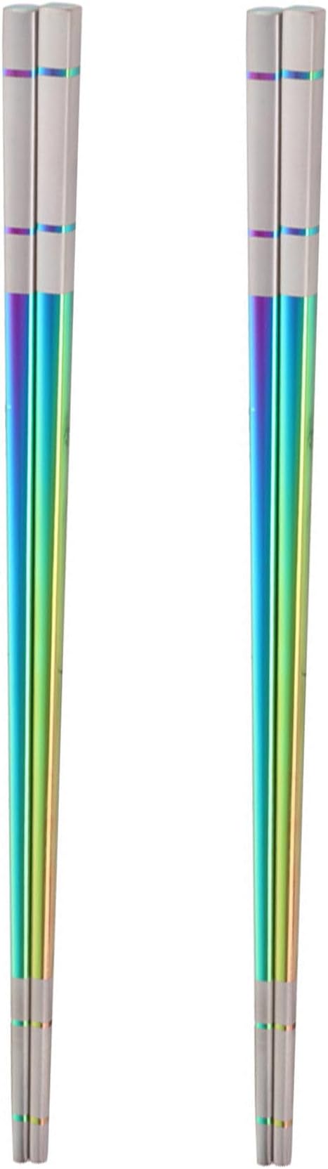 Reusable Stainless Steel Chopsticks,Dishwasher Safe , Easy to Use(2 PCS,Dazzling colors)