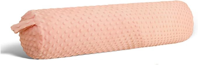 Cervical Neck Roll Pillow Memory Foam Blush Pink 24in Round Neck Pillows Support for Sleeping Lightweight Bolster Cushion for Yoga Travel，Washable Cover