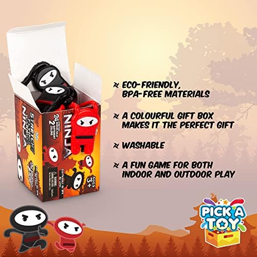 PICK A TOY Stretchy Flying Ninjas 24-Pieces, Slingshot Toys for Boys and Girls, Easter Egg Filler, Karate Birthday Goodie Bags Stuffer and Ninja Party Favors Supplies