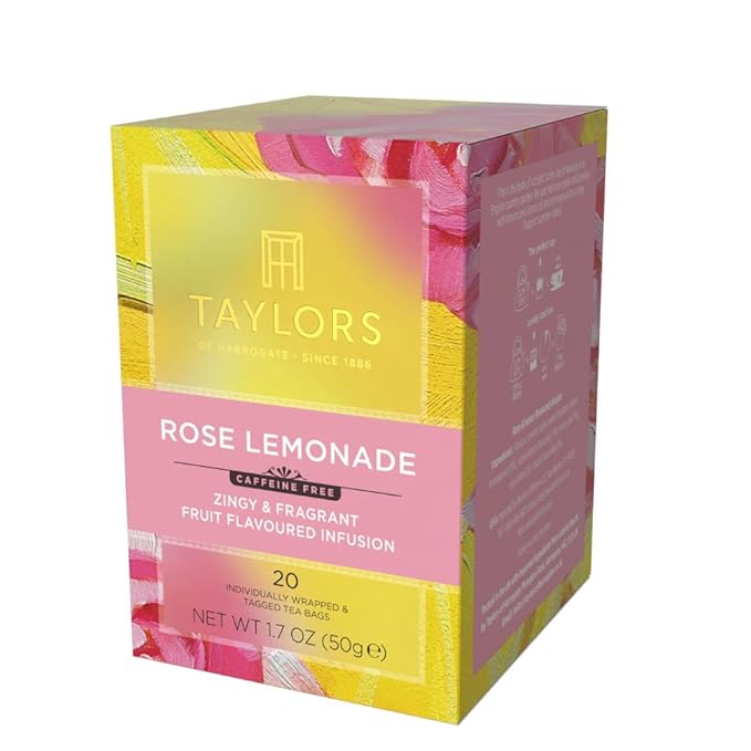 Taylors of Harrogate Rose Lemonade Infusion Individually Wrapped Bags, 20 Count (Pack of 6), Zingy, Refreshing and Fragrant, Caffeine-Free, Enjoy Hot or Iced, 120 Teabags Total