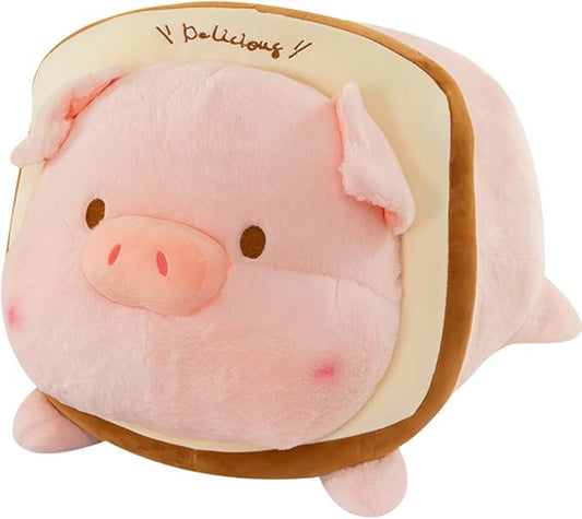 ELAINREN Kawaii Toast Piggy Stuffed Hugging Pillow Soft Fat Pig Plush Toy Gifts,Snuggle Buddy Piggy Plush Body Pillow, Home Decor Pig Shape Cushion,19.6''