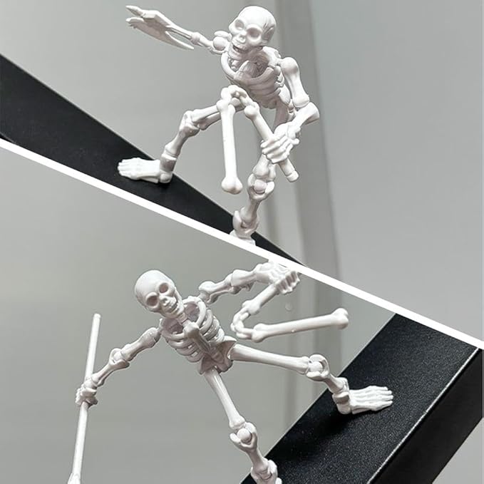 T13 Skeleton Warrior Action Figure – 5.12" Movable Articulated Human Skeleton Model with Accessory, Collectible Anime & Game Character for Display, Paintable Desktop Decor (2pcs)