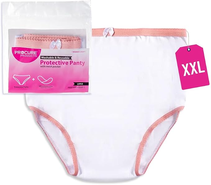 ProCure Women’s Protective Panty - Washable & Reusable Incontinence Underwear, XXL (46-49 in Hip), Cotton Panty with Liner Pocket - 1 Each
