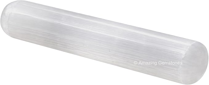 Amazing Gemstone Selenite Crystal Wand Massage Stick - Pelvic Wand Gua Sha for Adults - Crystals and Healing Stones Massage Wands for Adults Gifts (Smooth)