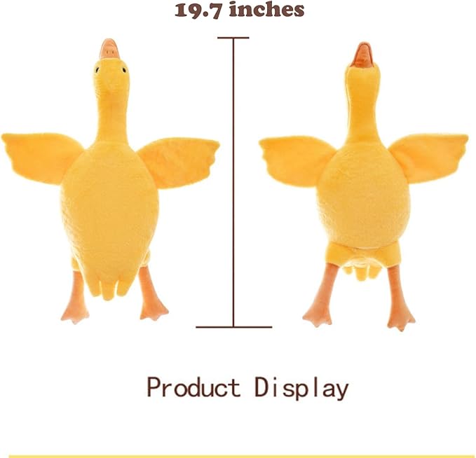 19.7'' Goose Plush Stuffed Animal Soft Swan Goose Stuffed Plush Toys Hugging Cushion Pillow Plushies Doll for Kids Adults (1PC-Yellow 19.7'')