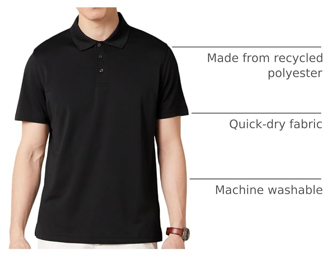 Amazon Essentials Men's Moisture Wicking Golf Polo Shirt, Short Sleeve, Slim-Fit, Quick-Dry, Active Wear