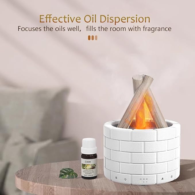 250ml Ultrasonic Fireplace Firewood Flame Fire Bonfire Aroma Diffuser Humidifier, Fake Fireplace Wood Campfire Nightlight Aromatherapy Oil Diffusers, Fall Winter Diffuser for Home Large Room Office