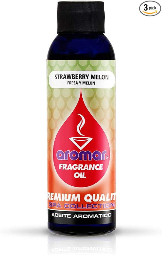 AROMAR Premium Fragrance Oil, 4oz Bottle 3 Pack Long Lasting Aromatic Scent, Fresh and Revitalizing Aromatherapy for Living Room, Bedroom, and Kitchen 12oz Strawberry Melon