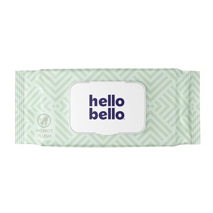 Hello Bello Premium Wipes, Designed for Sensitive Skin with Chamomile & Aloe Extracts, Simply Sage (18 Resealable Packets = 1080 Total Wipes)