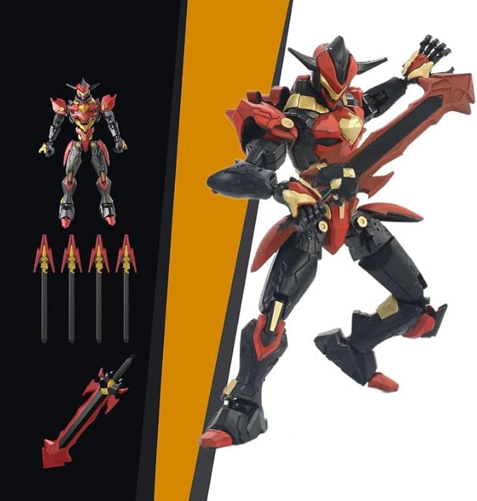 Fully Assembled T13 3D Printed Action Figure with Movable Joints & Interchangeable Weapons - 3D Printed Collectible Toy Ready-to-Play for Boys and Girls (Black Red)