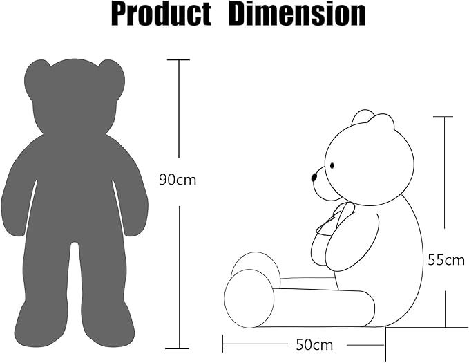 Big Teddy Bear Stuffed Animal 35 inches Giant Stuffed Bear Gift for Girlfriend Children on Birthday, White