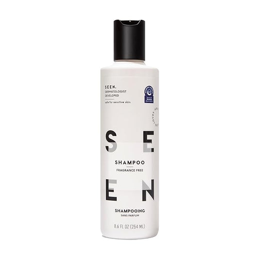 SEEN Shampoo, Fragrance Free - Non-Comedogenic Hair Shampoo- Dermatologist-Developed - Safe for Sensitive, Eczema & Acne Prone Skin