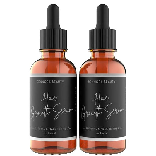 Rennora Hair Growth Serum with Organic Herbs and Natural Vitamins, Peppermint Oil, Stinging Nettle, and Rosemary Oil, No Chemicals, Formulated for Hair Regrowth (2 Pack - 60 Day Supply)