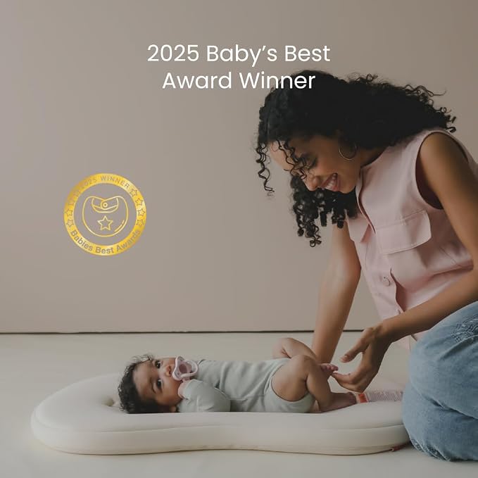 snuggle me® Baby Lounger Curve (0-6 Months) - Premium Organic Cotton with Foam Core, Machine-Washable Cover, Buttery-Soft & Breathable Infant Lounger with Travel Bag (30 in x 20 in x 1.9 in) - Sage