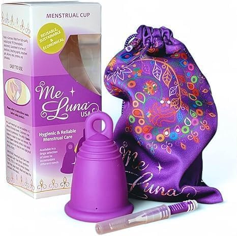 Most Customizable Menstrual Cup with Ring Handle | MeLuna Me Luna | Comfortable Period Cup Reusable Cup | Tampon Pad Alternative for All Body Types | Classic