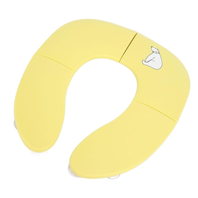Fafeicy Kids Potty Foldable Travel Potty, PP Portable Training with Suction Cup and Slip Design, 35 X 29 X 3 Cm Folding Toilet Seat Cover for Toddler Travel (Yellow)