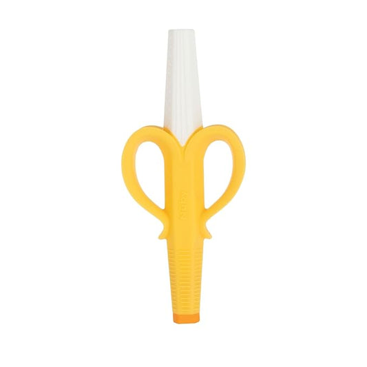 Nuby Banana Hollow Tube Silicone Teething Toy - Gum Massaging Baby Teething Relief Toy for 3+ Months