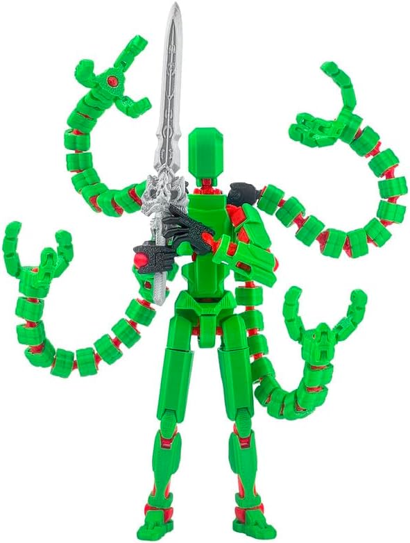 T13 Action Figure, Assembly Completed Action Figures,T 13 3D Printed Toys - The Premium Robot for Sci-Fi Enthusiasts,Four Claws Robot 5.2 Inch (Green)
