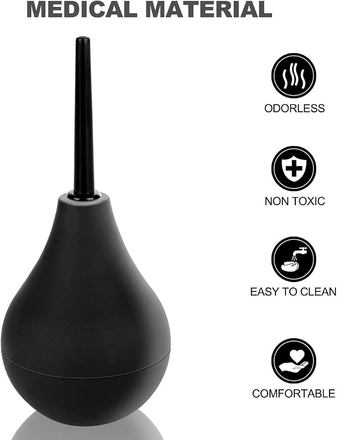 RANEU Enema Bulb Anal Douche Enema Kit for Women & Men with 3 Nozzles (5 Piece Set)