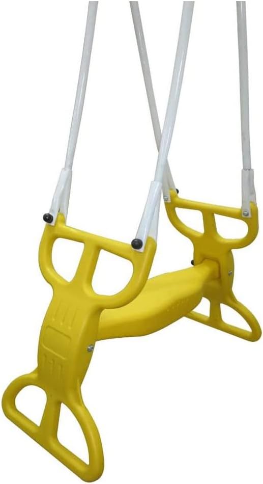 XDP Recreation Rising Sun Playground Metal A Frame Kids Swing Set with Outdoor Backyard Playset with Slide, See Saw, Glider, and Swings, Yellow