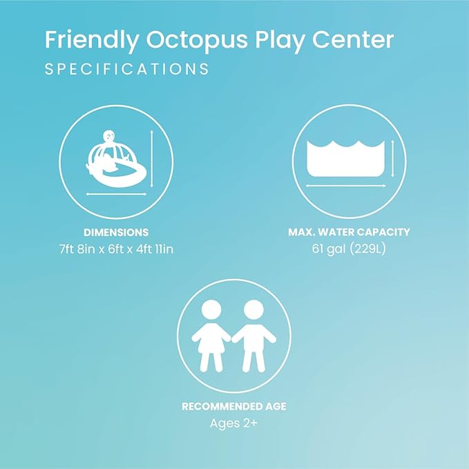 INTEX Friendly Octopus Inflatable Kiddie Pool: Inflatable Kids Pool with Water Sprayer and Slide – Splash Pad – 92" x 72" x 59" – Ages 3+