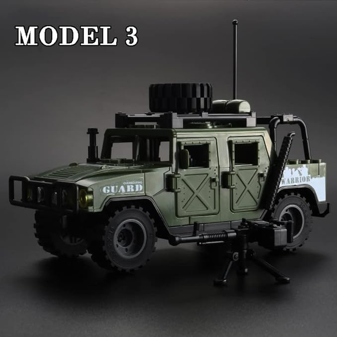 Military Vehicle Building Blocks Playsets - 4 in 1 Army Truck Kit, Car Toys for Kids, Vehicles for Boys