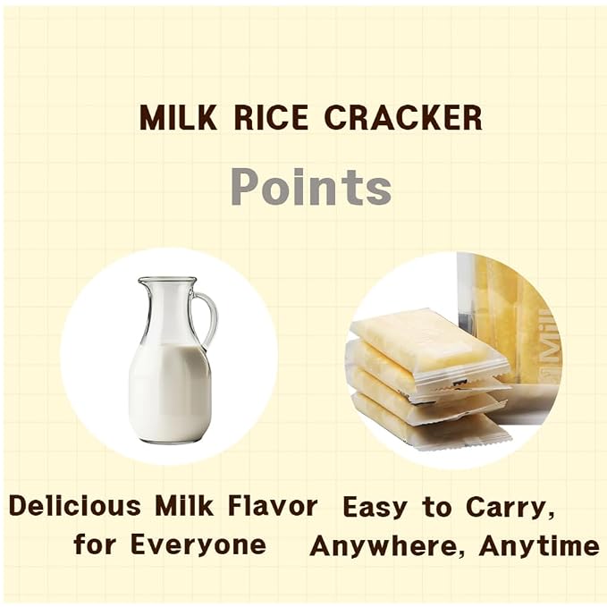 Milk Korean Rice Snack – 24 Pack Kid-Friendly School Snack, Rice, Non-Fried, Zero Trans Fat, Individually Wrapped, 240g (8.47oz) 밀크 쌀과자