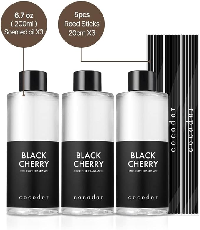 COCODOR Reed Diffuser Oil Refill/Lovely Peony/6.7oz(200ml)/3 Pack/Aroma Therapy, Home Fragrance, Scented Oils, Oils for Reed Diffuser, Office Décor, Decoration
