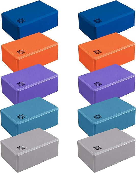 4" Yoga Block, 10 Pack Bulk EVA Foam Yoga Blocks, Firm and Supportive Yoga Brick, Balance Foam for Stretching, Pilates, and Workout, 4" x 6" x 9"
