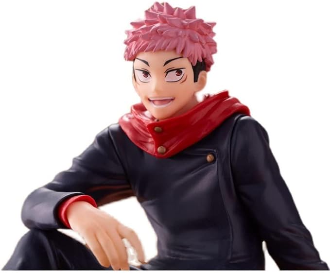 2PCS Anime Figures Itadori Yuji Figurine Sitting Pose Character Statue PVC Collection Model Desktop Decoration