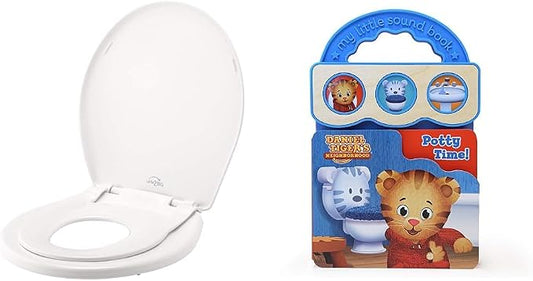 Little2Big 81SLOW 000 Toilet Seat with Built-In Potty Training Seat, Slow-Close & Daniel Tiger's Potty Time! Children's Toilet Training Sound Book for Daniel Tiger Fans