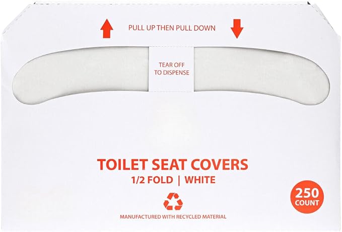 EcoQuality Disposable Toilet Seat Covers - Easily Flushable Paper Toilet Seat Cover for Adults, Teens, Kids, Great for Commercial, Business and Hotel (250)
