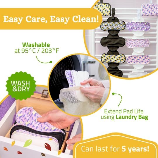 Non-Slip (Premium) Reusable Organic Panty Liners for Women & Teens (Small 7-Pack) – Breathable, High-Temp Washable Cotton Cloth Panty Liners for Vaginal Discharge – Keep You Fresh & Dry for Daily Use