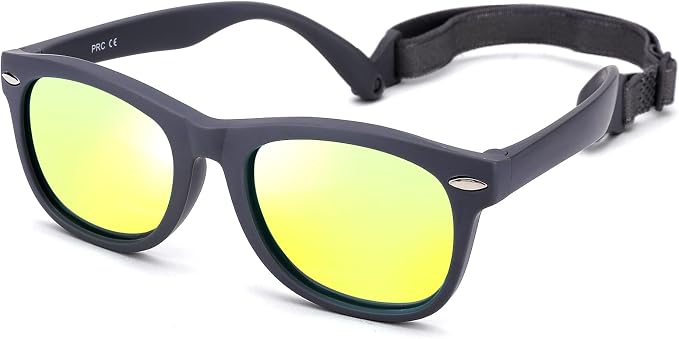 Polarized Baby Sunglasses with Strap - Unbreakable Flexible Infant Sunglasses for Toddlers Age 0-24 Months