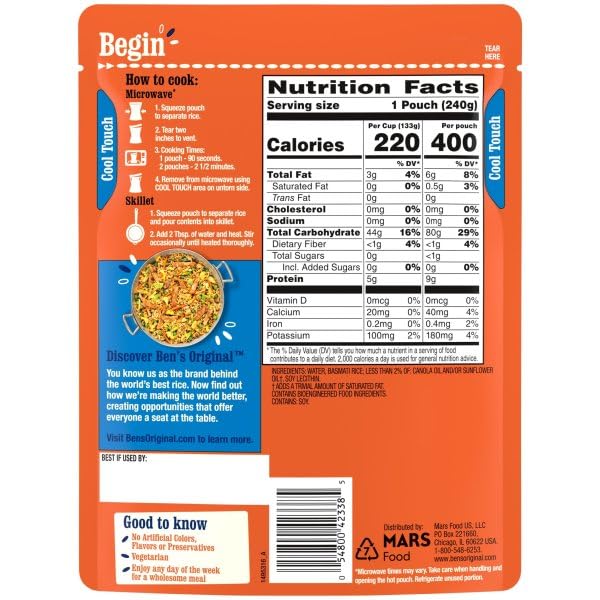 BEN'S ORIGINAL Ready Rice Basmati Rice, Easy Side Dish, 8.5 oz Pouch, (Pack of 12)