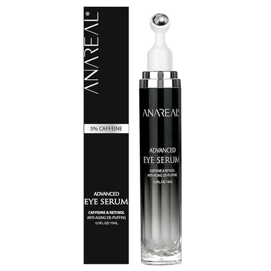 ANAREAL Eye Bags Treatment for Men - Eye Cream for Dark Circles & Caffeine Eye Serum and Eye Roller for Puffy Eyes