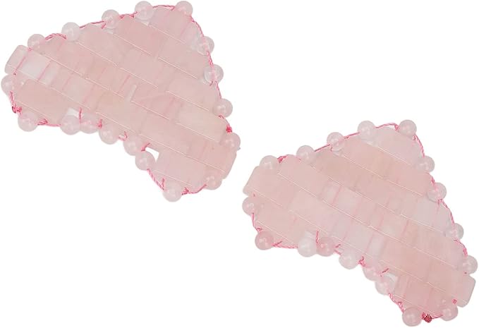 2Pcs Rose Quartz Eye Mask, Jadestone Eye Patch Reduce Edema Relieve Eye Strain Heart Shaped Stone Eye Pad for Massage Cooling Mask