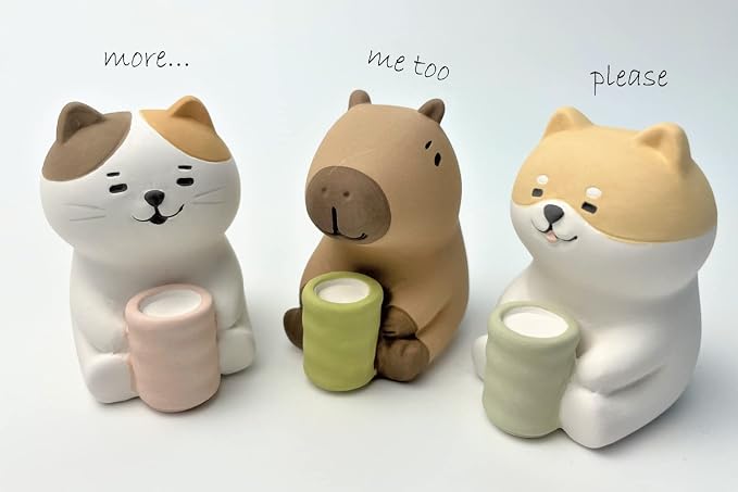 Stone Diffuser Tea-Drinking Animals [ Designed in Japan] Non Electric Passive Diffuser for Essential Oil and Aromatherapy (Ceramic/Clay) (Tea-Drinking cat)